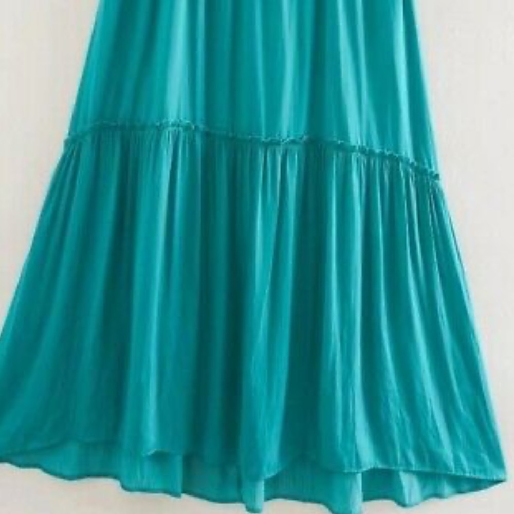 NWT Zara Turquoise Ruffled Dress - Picture 9 of 13